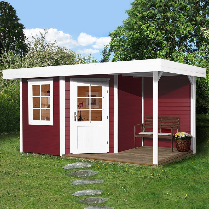 WEKA - Design Shelter 213A+ - Extension 1.58 m - Swedish Red - 2.98 x 2.98 x 2.59 m
